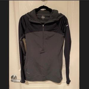 Nike Pro black & gray hooded athletic sweatshirt shirt.  Size Medium.